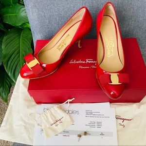 Salvatore Ferragamo patent calf leather Carla pump